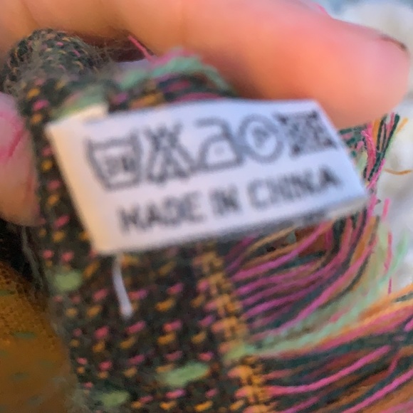 Floral/Patterned Yellow Colored Poncho with String - Picture 5 of 6